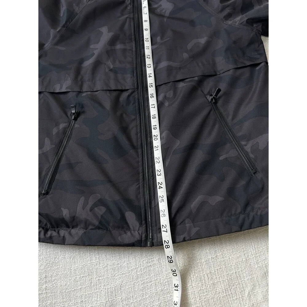 Michael Kors Black Gray Camouflage Hooded Jacket Size L Zippers Pockets